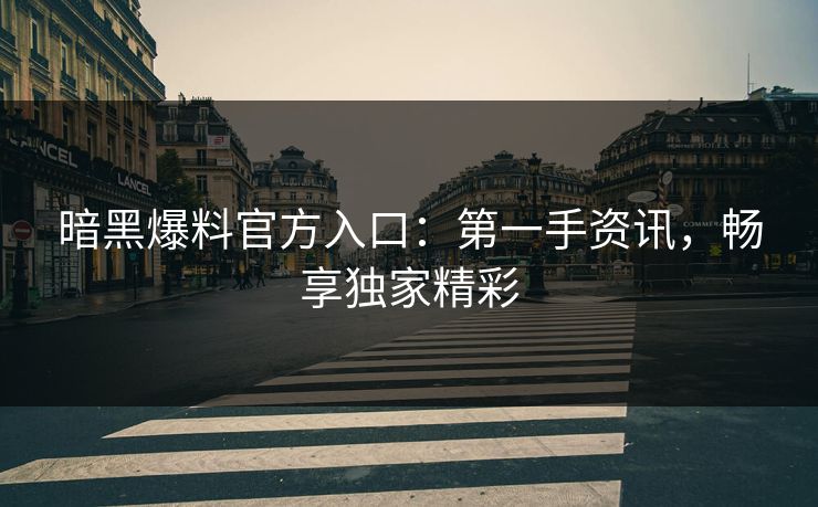 暗黑爆料官方入口：第一手资讯，畅享独家精彩