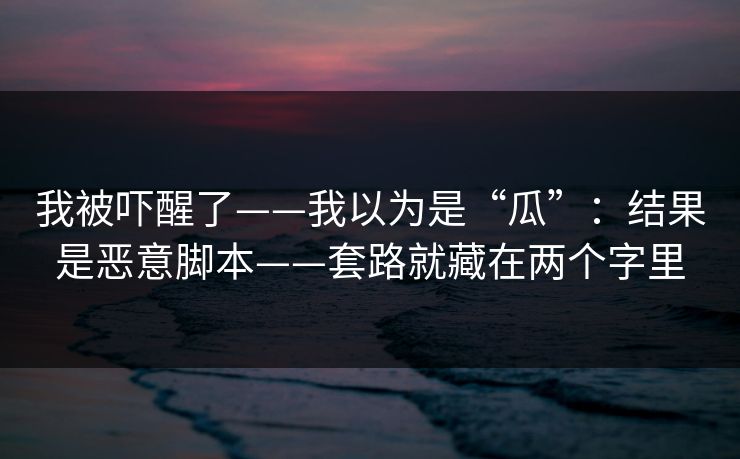 我被吓醒了——我以为是“瓜”:结果是恶意脚本——套路就藏在两个字里 我被吓醒了——我以为是“瓜”:结果是恶意脚本——套路就藏在两个字里